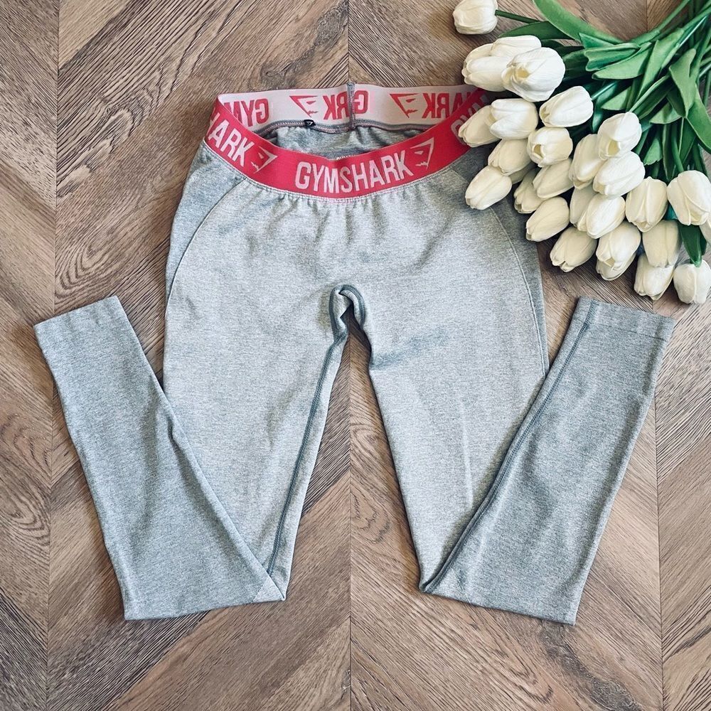 ♥️ GymShark Grey Leggings with Pink Waistband (new with out tags) size Medium V3